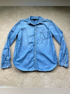 J.Crew Blue Denim Button Down LS Shirt - Size 16 Tall - VGUC - 100% Cotton